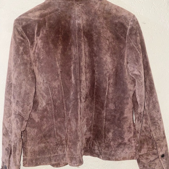 A.M.I. Leather Suede Jacket. Large . Long Sleeve. Fully Lined.Tan  brown Color - Picture 6 of 7